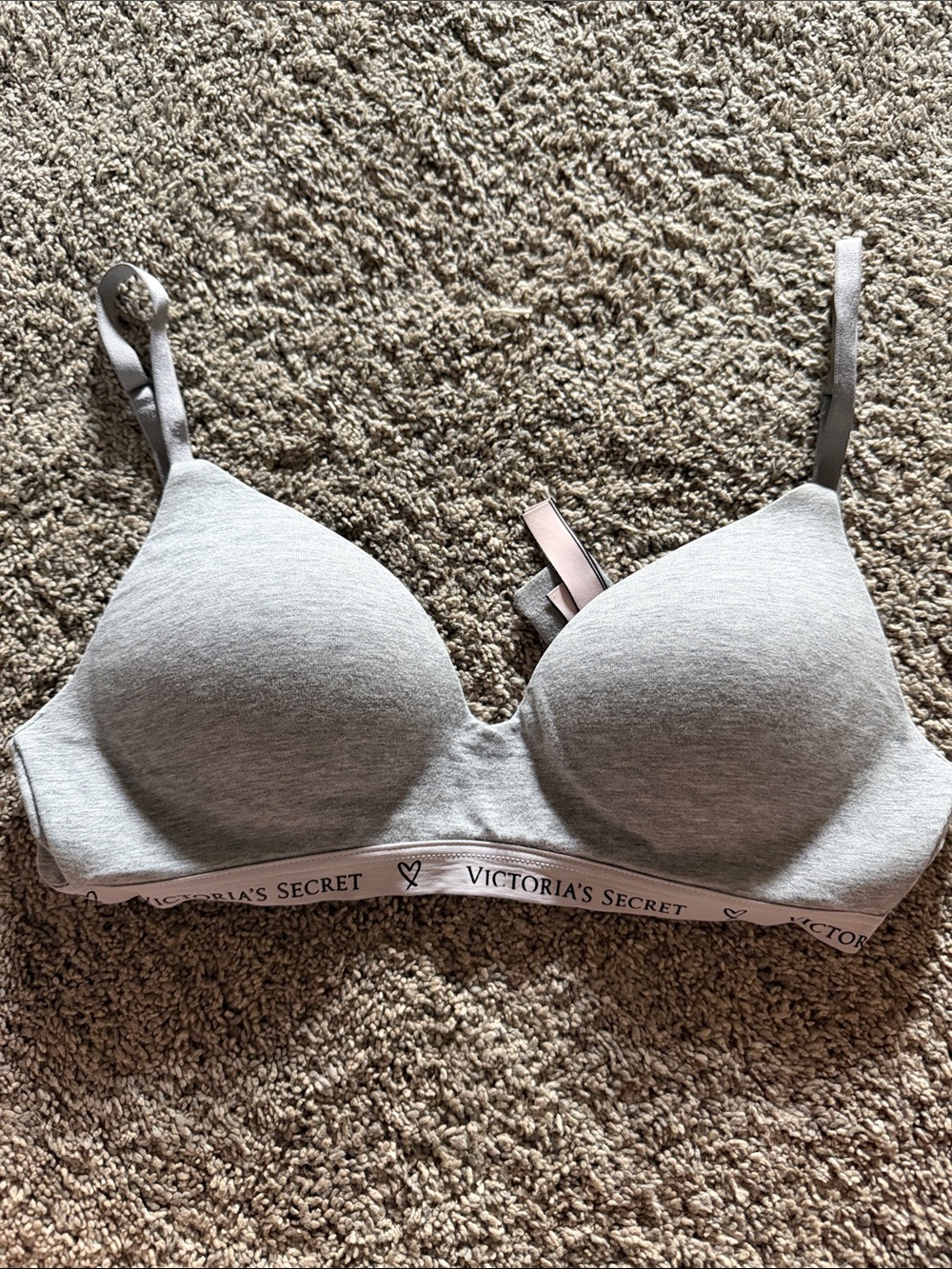 Victoria's Secret Light Gray Wireless Logo Band Bra